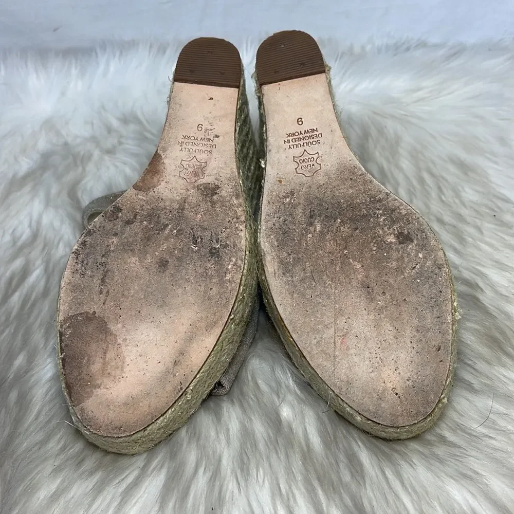 Matt Bernsen‎ Metallic Suede Knot Trim Slingback Espadrilles Sz 9